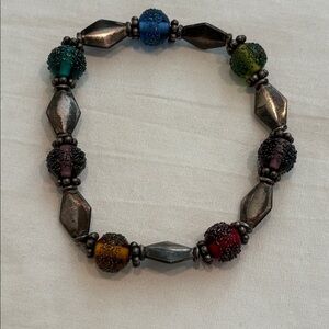 Green, Blue, Red, Purple Beaded Stretch Bracelet